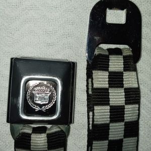 Checkered Cadillac wreath and badge adjustable belt